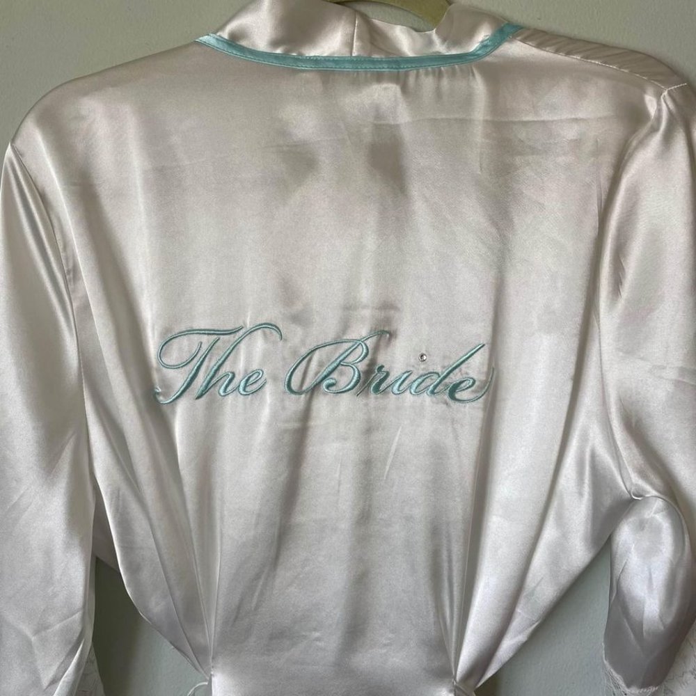 White silky bridal robe
